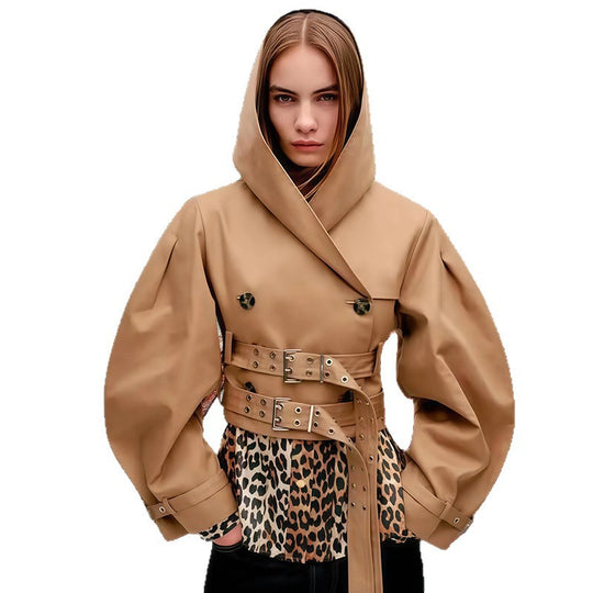 Damen Innovative Utility-Jacke mit weit geschnittenen Ärmeln und Gürtel Heidi-Mode