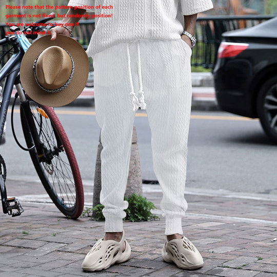 Herren Sportliche Loungehose mit elastischem Bund und modischem Strukturdesign Heidi-Mode