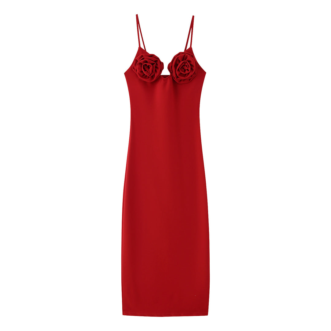 Damen Maxikleid mit floralen Applikationen und elegantem Schnitt Heidi-Mode