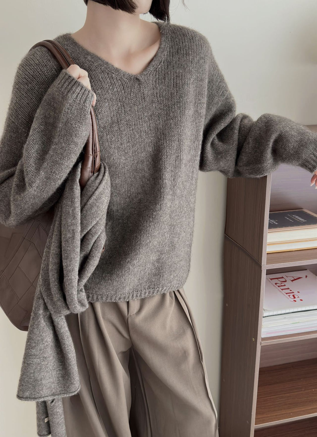 Femme Luxuriöser V-Ausschnitt Kaschmirpullover Heidi-Mode