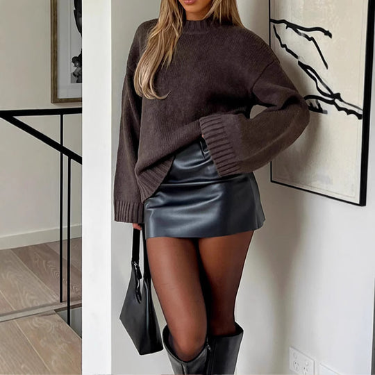 Damen Oversized Pullover aus weicher Strickware Heidi-Mode