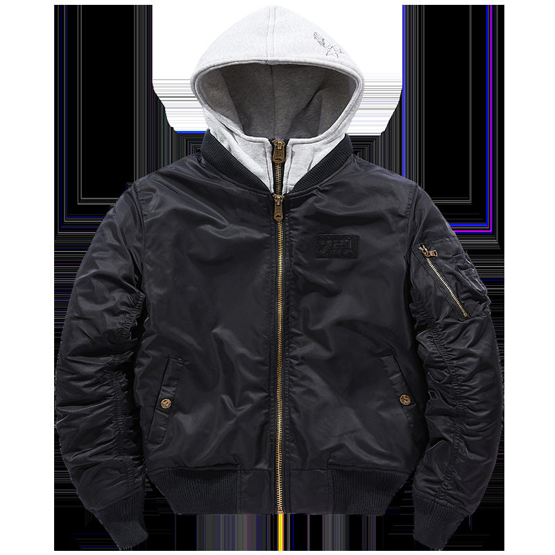 Herren Bomberjacke mit abnehmbarer Kapuze und praktischen Taschen Heidi-Mode