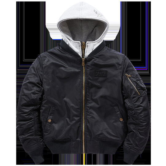 Herren Bomberjacke mit abnehmbarer Kapuze und praktischen Taschen Heidi-Mode