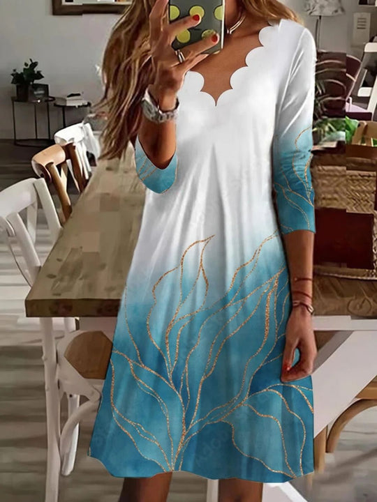 Damen Boho Maxikleid mit Wellenmuster und eleganter Ausschnittgestaltung Heidi-Mode