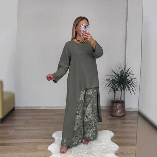 Damen Relaxed Fit Leinen Tunika Top Heidi-Mode