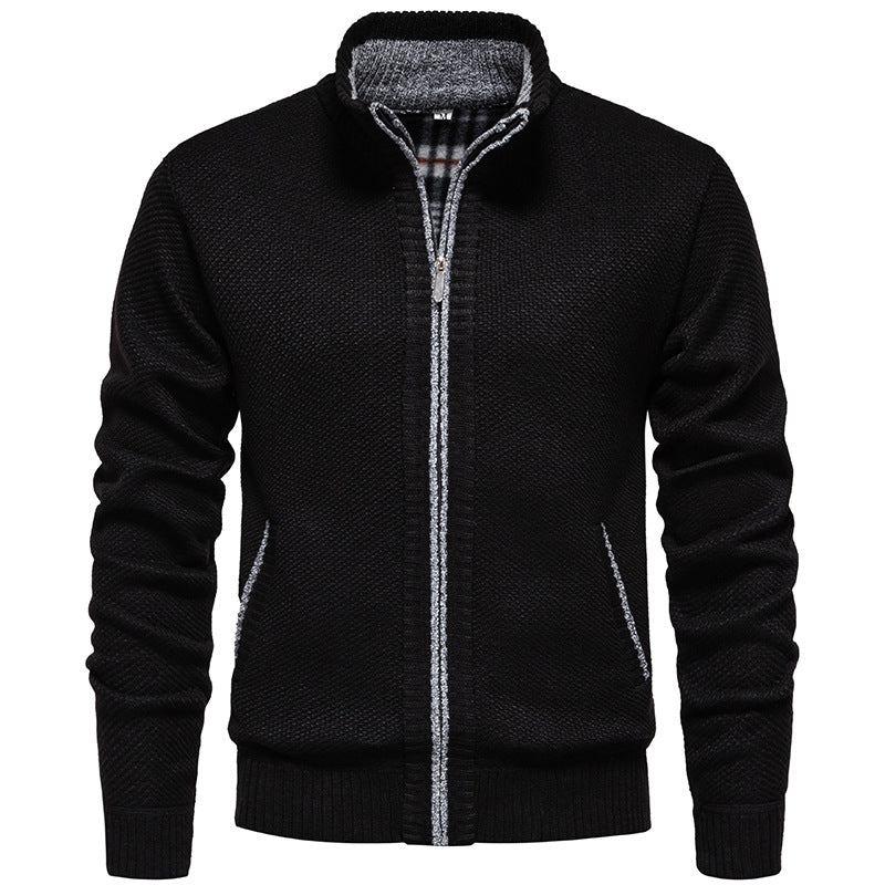 Herren Strickjacke mit hohem Kragen und praktischem Reißverschluss Heidi-Mode