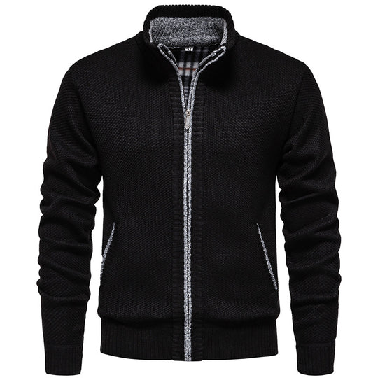Herren Strickjacke mit hohem Kragen und praktischem Reißverschluss Heidi-Mode