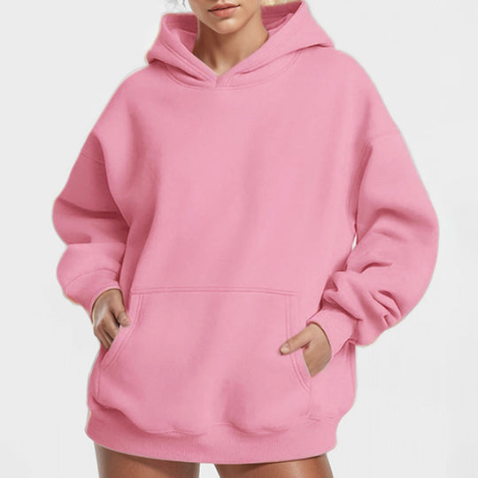 Damen Lockere Kapuzenpullover aus weichem Fleece mit Kängurutasche Heidi-Mode