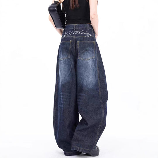 Damen Weite Denim-Hose mit hohem Bund und trendigem Schnitt Heidi-Mode