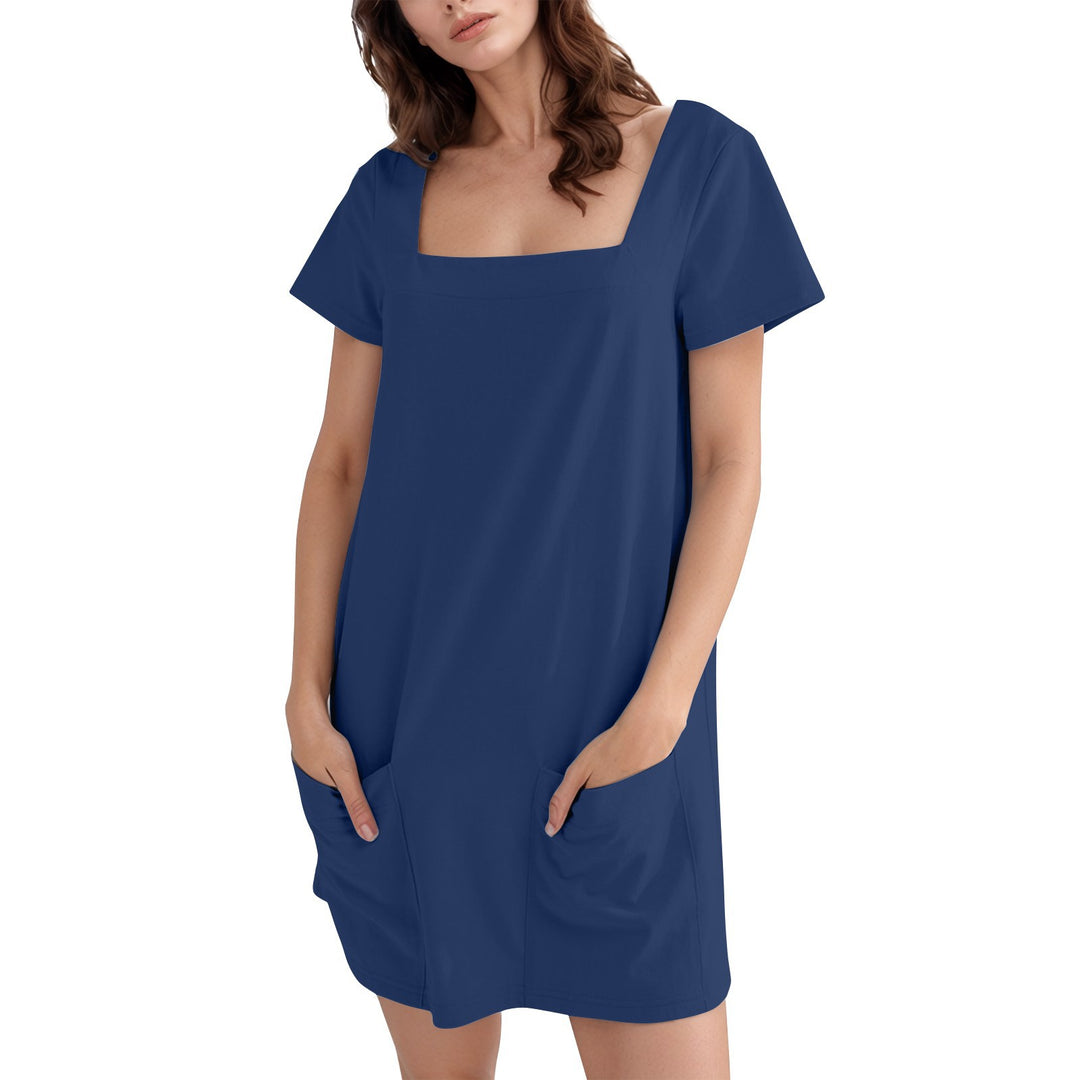 Heidi Mode | Freizeitkleid mit quadratischem Ausschnitt und Tasche