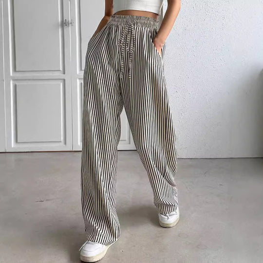 Damen Weite Streifen-Hose Heidi-Mode