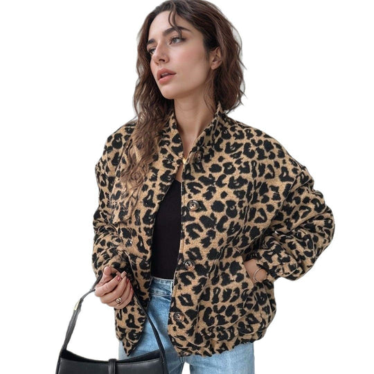Damen kuschelige Leoprint Jacke Heidi-Mode
