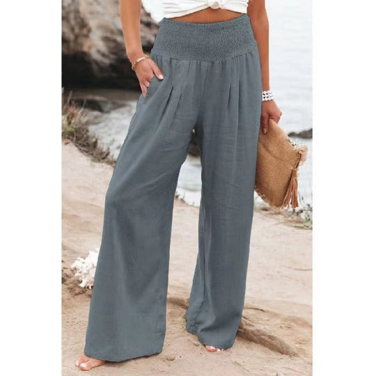 Heidi-Mode | Baumwoll Leinen Hose mit Hohem Bund