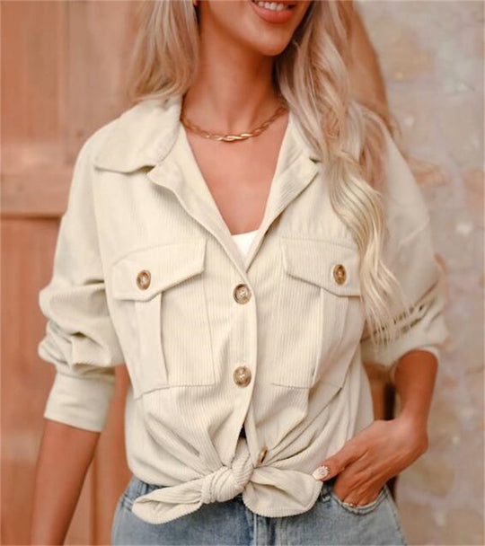 Damen Utility-Jacke mit detailreicher Knopf- und Taschenverarbeitung Heidi-Mode