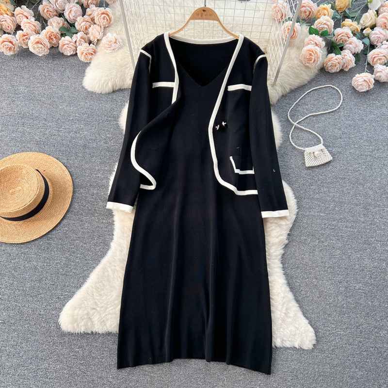 Damen elegantes Strickkleid mit passendem Blazer Heidi-Mode