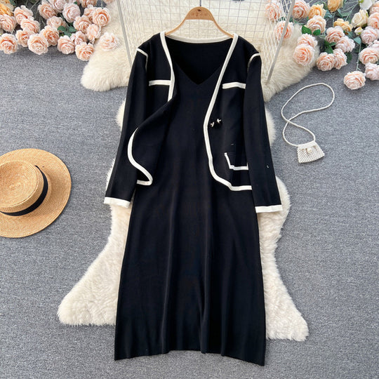 Damen elegantes Strickkleid mit passendem Blazer Heidi-Mode