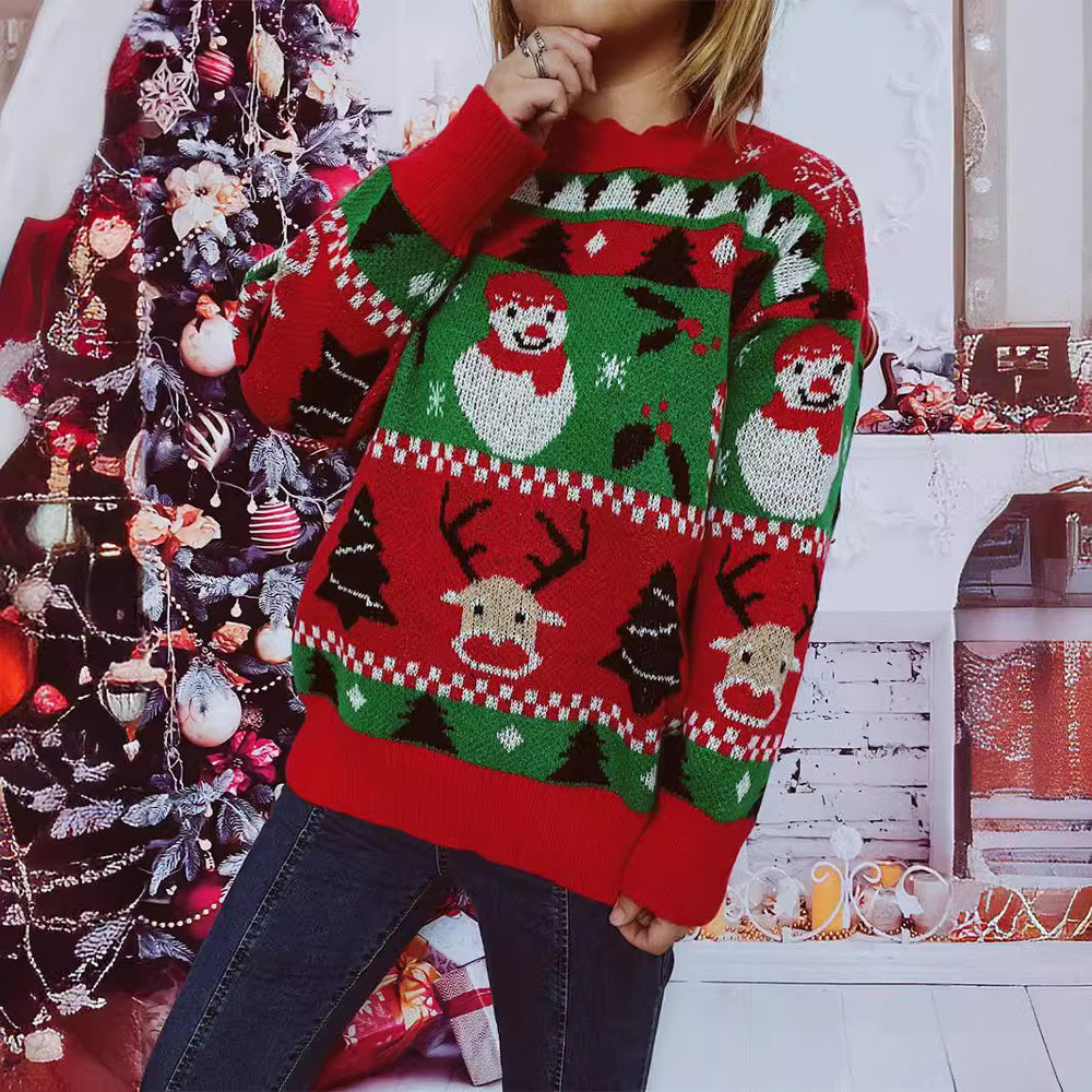 Damen Weihnachts-Pullover mit festlichem Motiv und angenehmem Schnitt Heidi-Mode