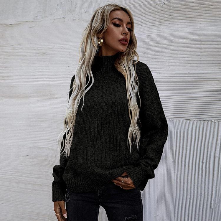 Damen Pullover mit hohem Kragen und lässigem Oversized-Schnitt Heidi-Mode