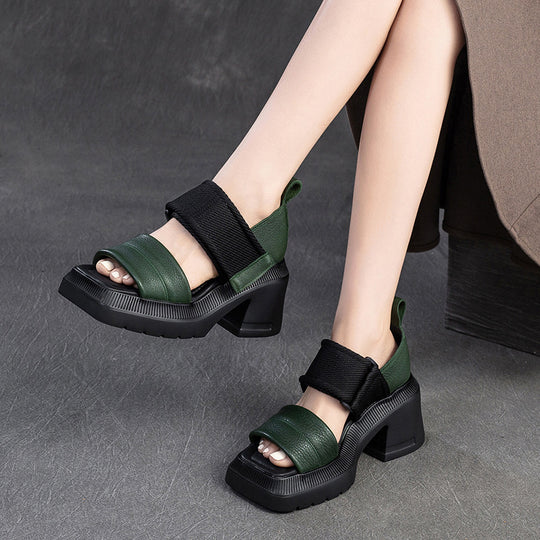 Damen Plateausandalen mit elastischen Riemen und rutschfester Sohle Heidi-Mode