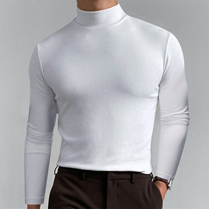 Herren Elegantes Langarm-T-Shirt mit hohem Kragen Heidi-Mode