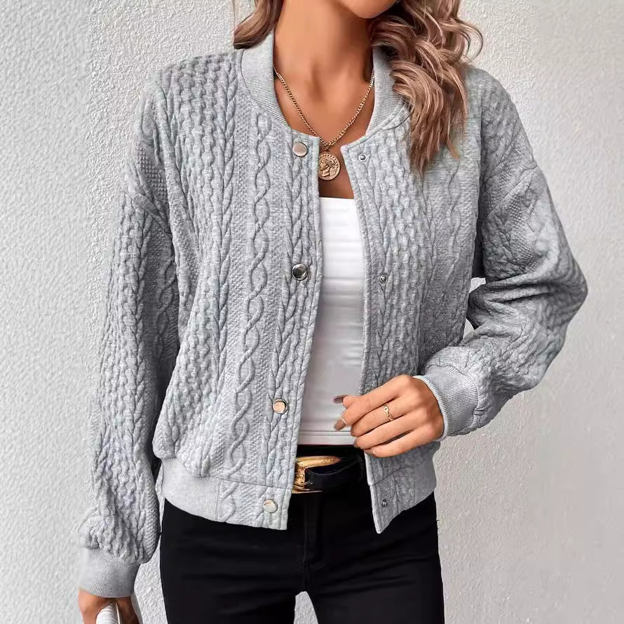 Damen Lässige Strickjacke mit strukturierter Oberfläche und Knopfleiste Heidi-Mode