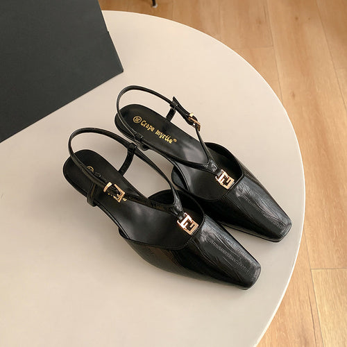 Damen Sling-Pumps mit elegantem Schnallendetail und spitz zulaufender Form Heidi-Mode