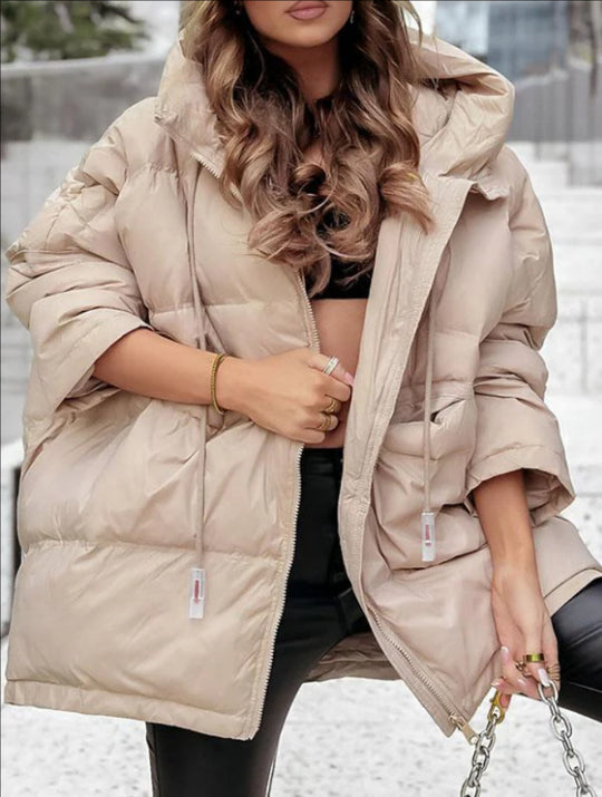 Damen Oversized Steppjacke mit praktischen Taschen und hohem Kragen Heidi-Mode