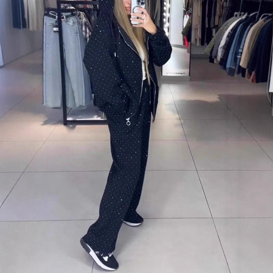 Damen Sportliches Sweat-Outfit mit Kapuze und weiter Passform Heidi-Mode
