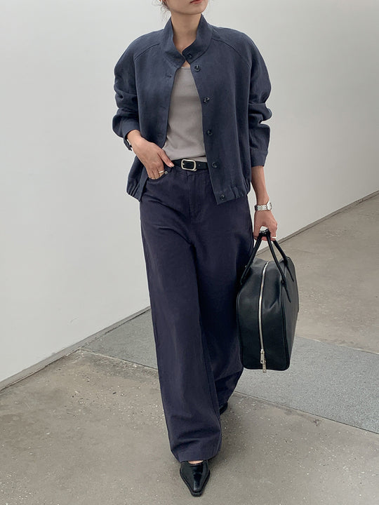 Damen lässige Jacke mit Knopfleiste und elastischem Bund Heidi-Mode