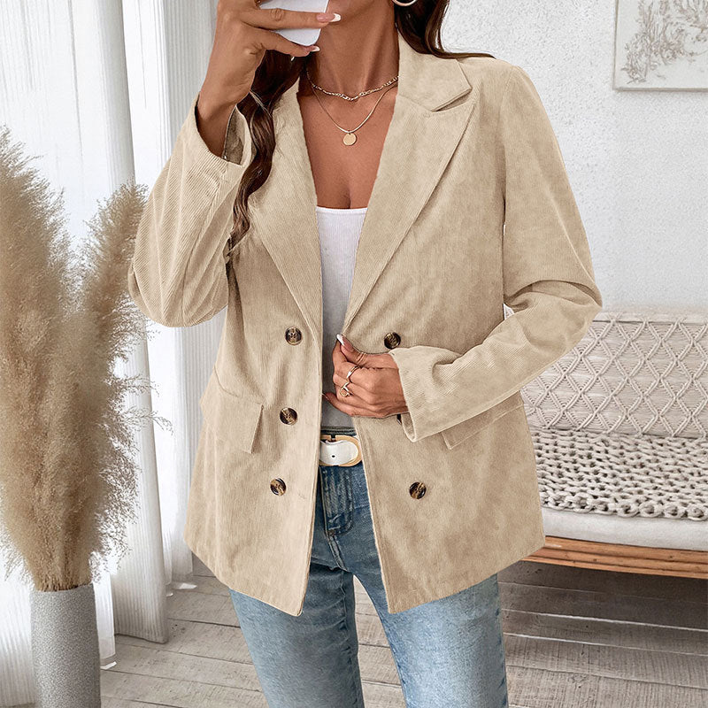 Damen samtiger Blazer mit doppelter Knopfleiste und elegantem Schnitt Heidi-Mode