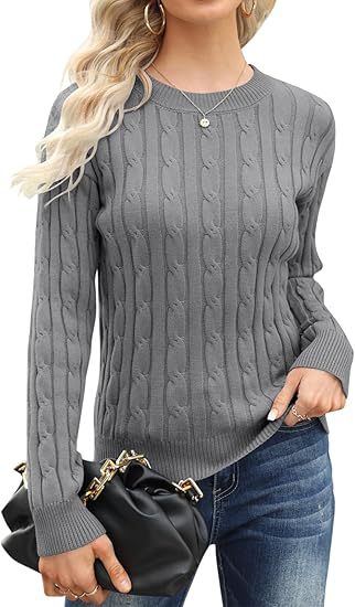 Damen klassischer Strickpullover mit Zopfdesign Heidi-Mode