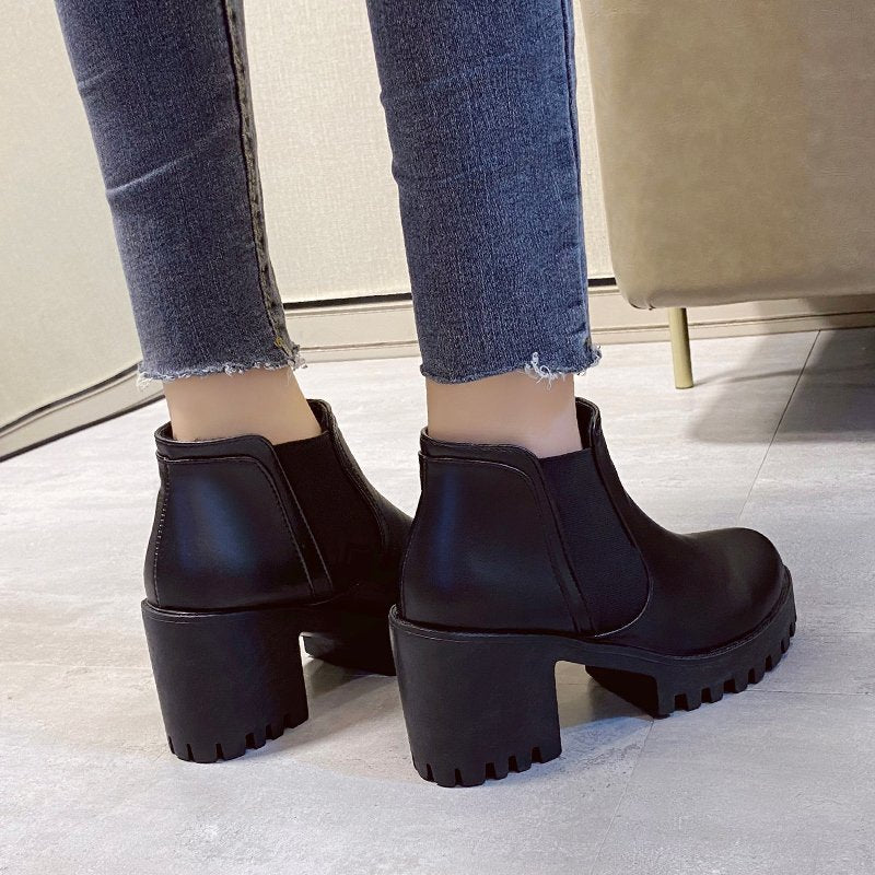 Damen Chunky Chelsea Boots mit robustem Profil und elastischen Einsätzen Heidi-Mode