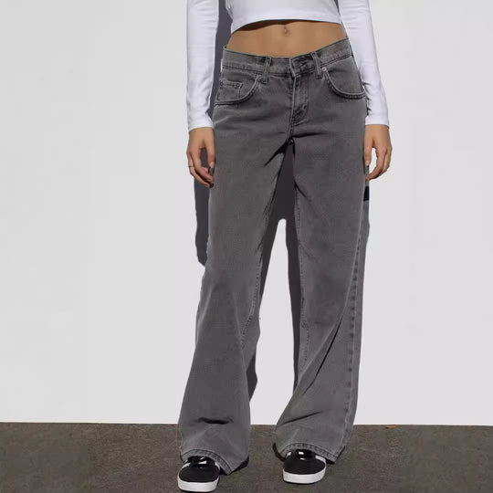 Damen Modische Weitjeans mit hohem Bund und vielseitigem Schnitt Heidi-Mode