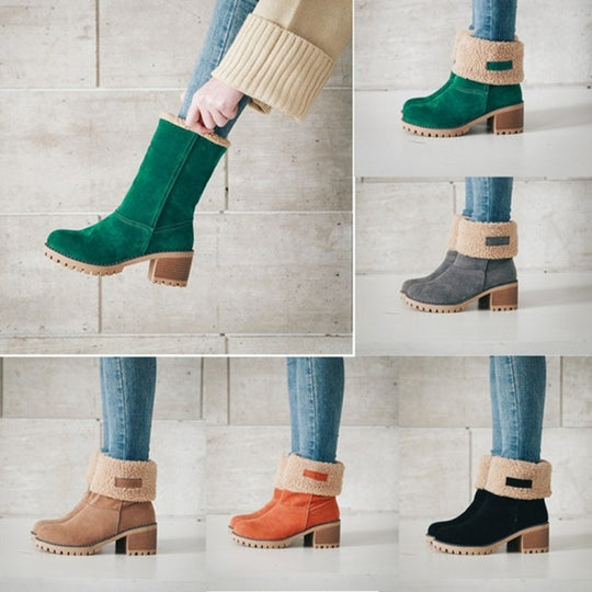 Damen Warmfutter Stiefeletten mit verspieltem Falten-Design Heidi-Mode