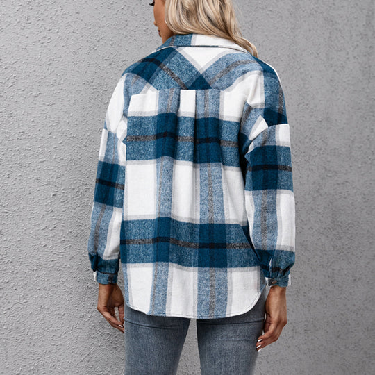 Damen Karierte Overshirtjacke im lässigen Schnitt Heidi-Mode