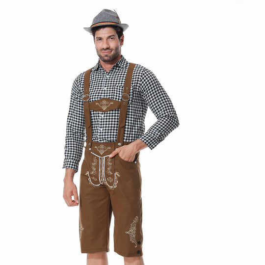 Herren Trachtenkurzanzug mit kunstvollen Stickereien und verstellbaren Hosenträgern Heidi