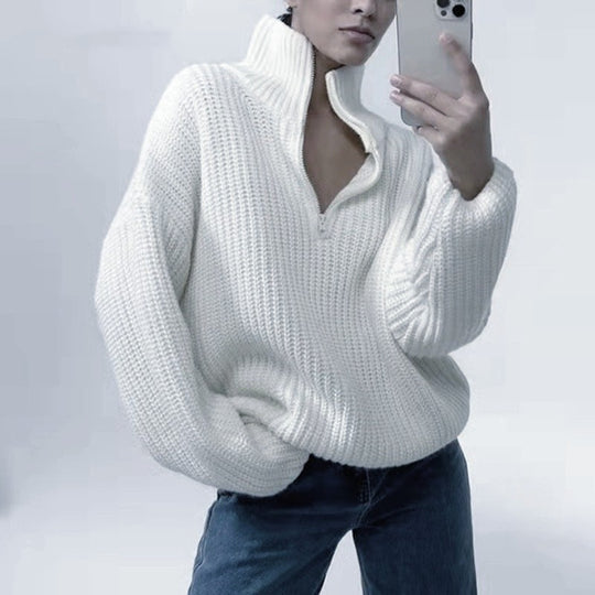 Damen Strickpullover mit Stehkragen Heidi-Mode