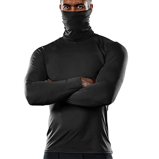 Herren funktionales Langarmshirt mit hohem Kragen und feuchtigkeitsregulierendem Material Heidi-Mode