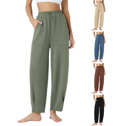 Damen weite Freizeithose mit elastischem Bund und praktischen Taschen Heidi-Mode