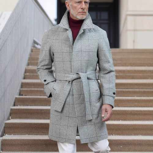Herren klassischer karierter Wollmantel Heidi-Mode