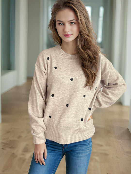 Damen Pullover mit verspieltem Herzdesign Heidi-Mode