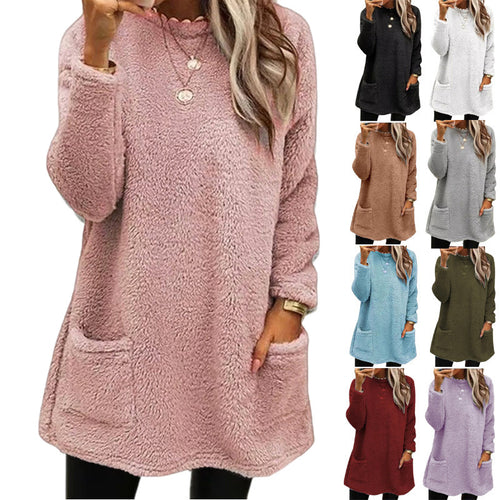 Damen kuscheliger Oversized-Pullover mit Taschen Heidi-Mode