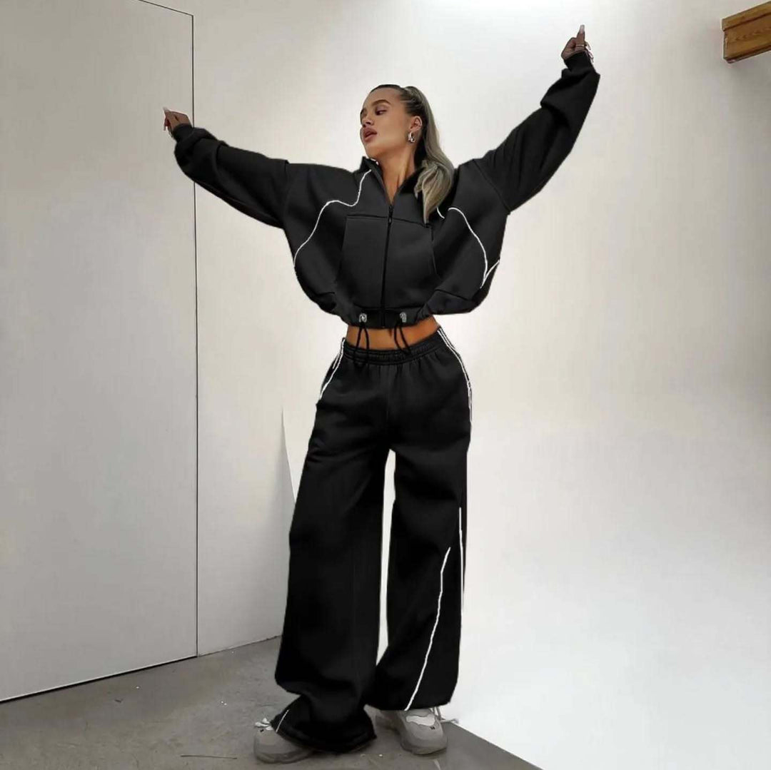 Damen lässiger Oversized Sportanzug mit reflektierenden Details Heidi-Mode