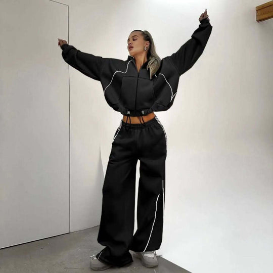 Damen lässiger Oversized Sportanzug mit reflektierenden Details Heidi-Mode