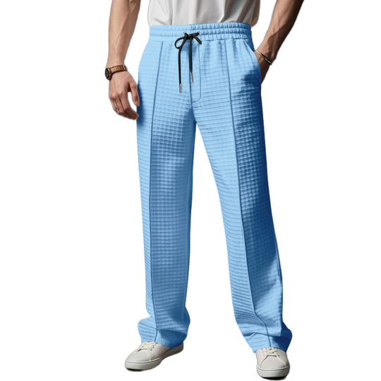 Herren Freizeit- und Sporthose mit dezentem Rautenmuster und elastischem Bund Heidi-Mode
