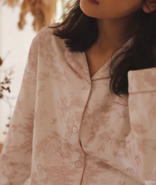 Damen Satin Schlafanzug mit elegantem Druck Heidi-Mode