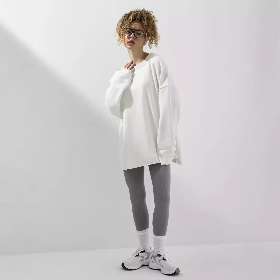 Damen Oversized Sweatshirt mit langen Ärmeln und Rundhalsausschnitt Heidi-Mode