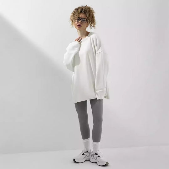 Damen Oversized Sweatshirt mit langen Ärmeln und Rundhalsausschnitt Heidi-Mode