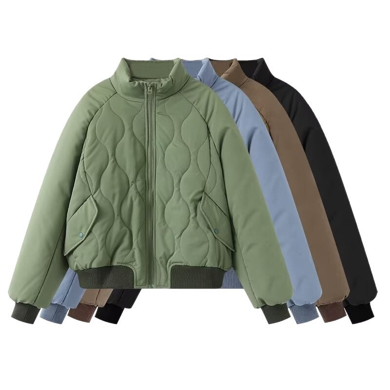 Damen Steppjacke im sportlichen Design mit hohem Kragen und elastischen Bündchen Heidi-Mode