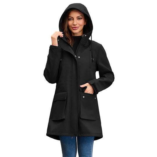 Damen funktionale Outdoor-Jacke mit verstellbarem Taillenzug und Innenfutter Heidi-Mode